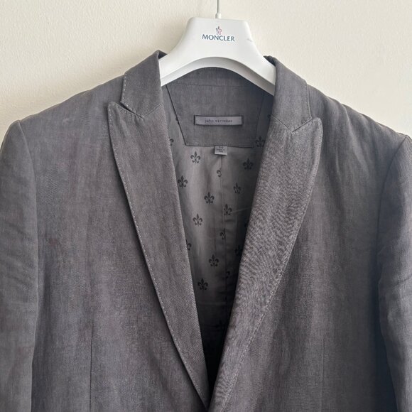 John Varvatos Grey/Brown Peak Lapel Single Button Linen Sport Coat/ Blazer - 40 - Picture 2 of 13